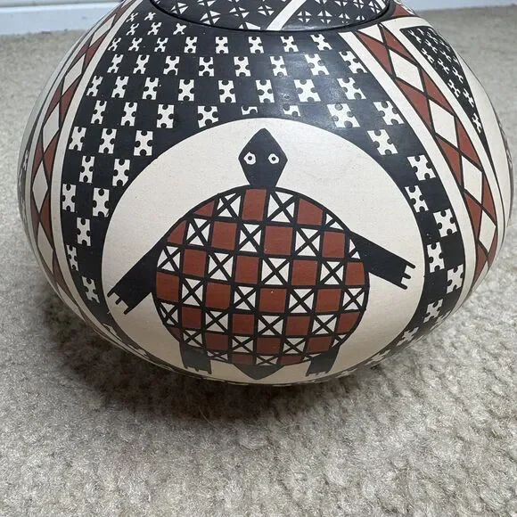 Seed Pot Turtle Fish Maya Ortiz Gerardo Ledezma Veloz Mexican Pottery Signed - Picture 3 of 8